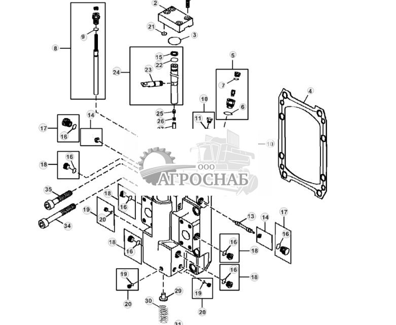 Торц. загл. и пруж. обр. связи мотора гидростат. гусен. привода - ST26249 51.jpg